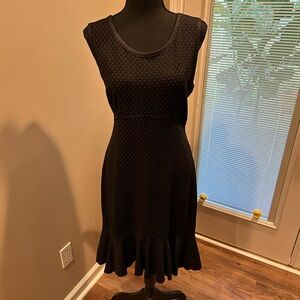 Max Studio Black Midi Dress with Dotted Pattern